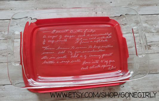Transform a Handwritten Recipe into an Engraved 7x11 Casserole Dish – Personalized Family Heirloom Gift