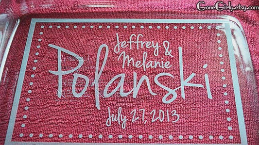 Love Birds Dot Border Engraved 7x11 Casserole Dish – Personalized Romantic Gift for Couples