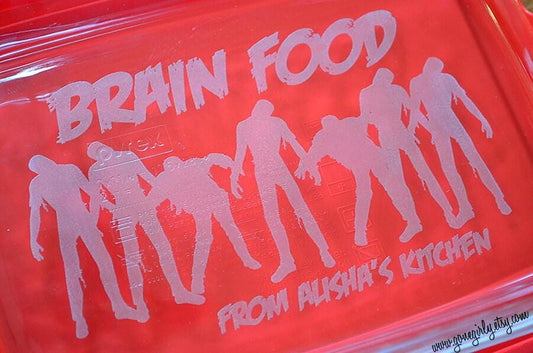 Zombie Brain Food Engraved 7x11 Casserole Dish – Funny Halloween or Horror Fan Bakeware Gift