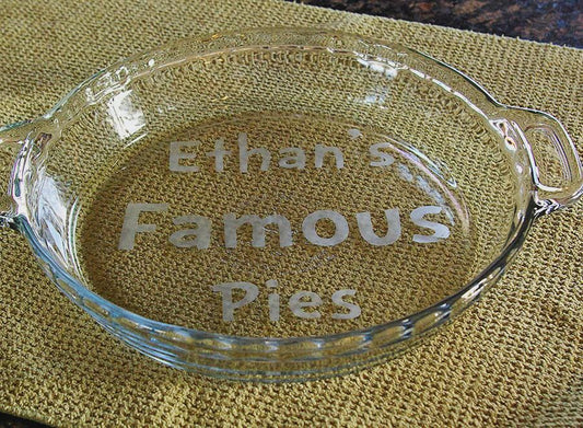 Manly Engraved Pie Plate | Personalized 9.5” Deep Dish Glass Pie Dish | Custom Gift for Husband, Boyfriend, Dad, or Son