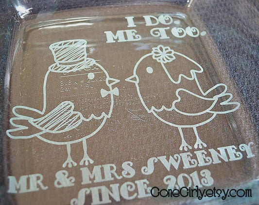 I Do Me Too Love Birds 8x8 Engraved Casserole Dish β Personalized Wedding Bakeware β Mr & Mrs Custom Gift with Lid Option