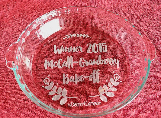 Custom Bake-Off Trophy Plate โ Personalized Dessert Contest Award โ Engraved Pyrex Pie Dish