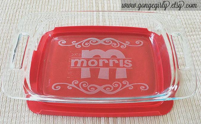 The Name Flourish Engraved 7x11 Casserole Dish – Elegant Personalized Bakeware Gift
