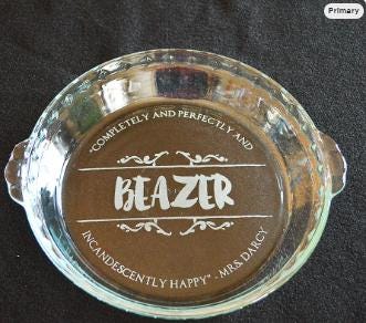 Jane Austen Quote Pie Plate – Pride and Prejudice Engraved Dish – Romantic Mrs. Darcy Gift