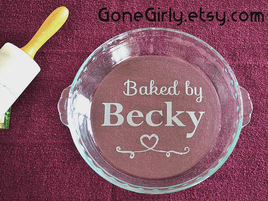 Baked By Custom Engraved Pie Plate – Personalized Baking Dish – Regular or Deep Dish