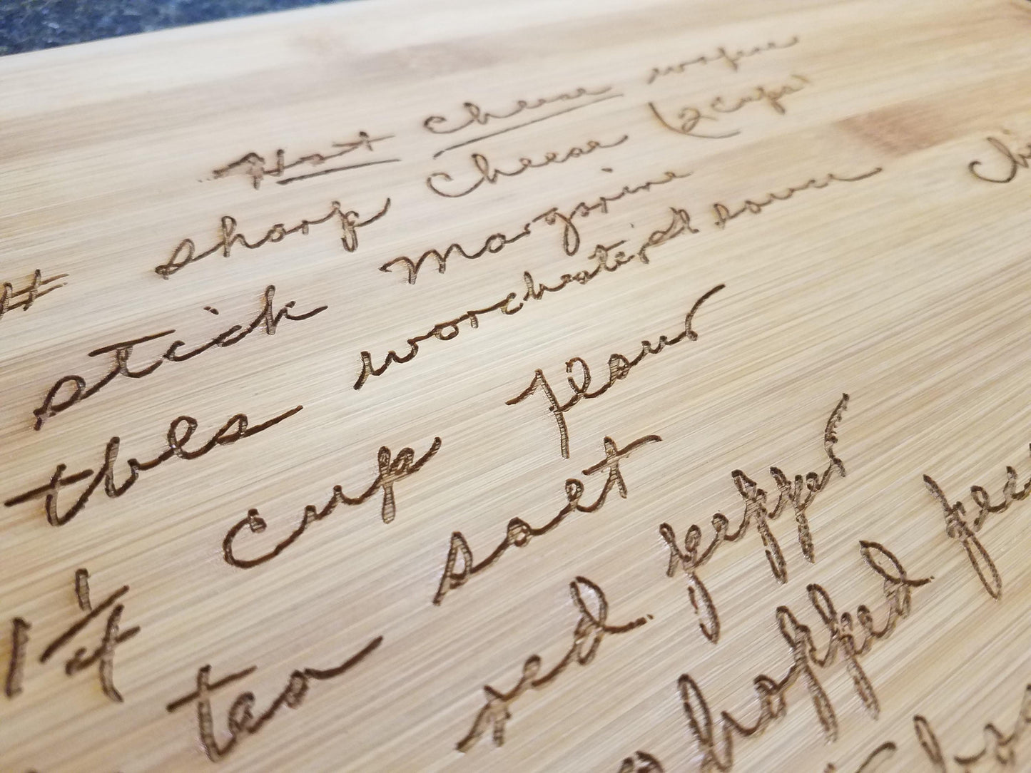 Handwritten Recipe Deluxe Cutting Board – Personalized Bamboo Board Keepsake – Custom Engraved Family Recipe Gift – Memorial Kitchen Gift