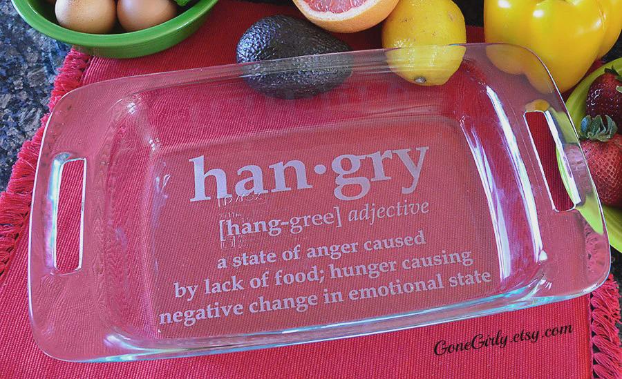 HANGRY Engraved 7x11 Casserole Dish – Funny Personalized Gift for Food Lovers and Hangry Humans