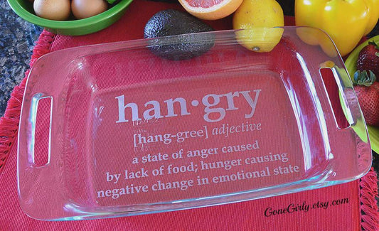 HANGRY Engraved 7x11 Casserole Dish – Funny Personalized Gift for Food Lovers and Hangry Humans