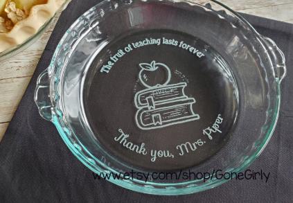The Fruit of Teaching Lasts Forever Engraved Pie Plate – Teacher Appreciation Gift