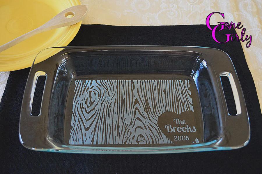 Tree Bark and Carved Heart Engraved 7x11 Casserole Dish – Personalized Nature-Inspired Gift
