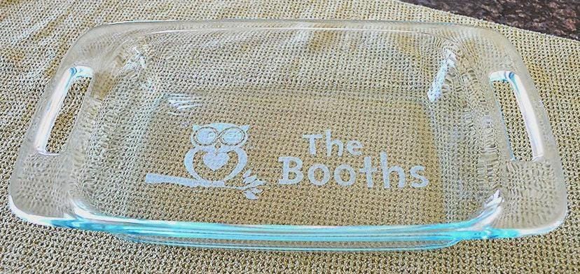 Owl Design Engraved 7x11 Casserole Dish – Personalized Bakeware Gift for Owl Lovers