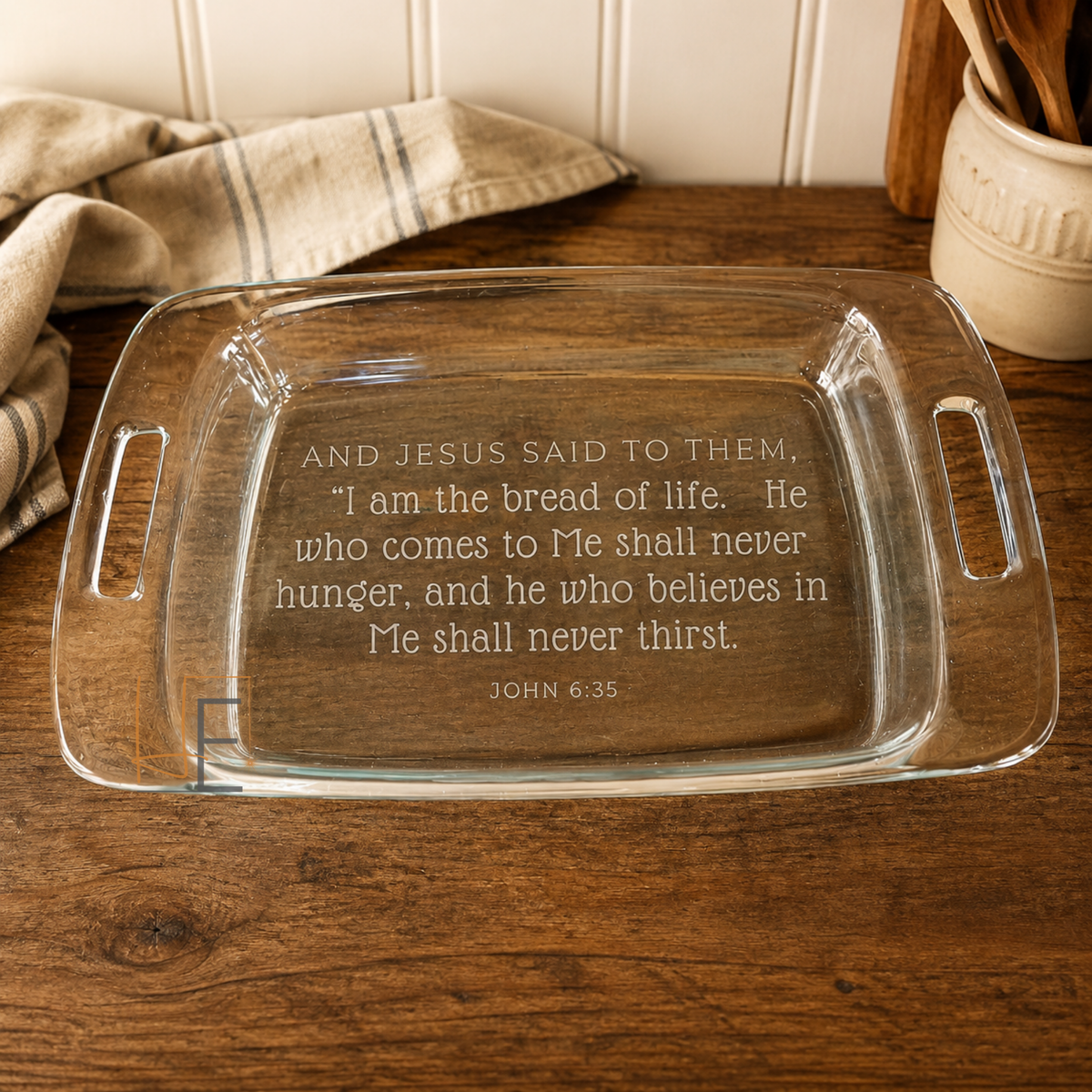 9x13 Baking Dish with Bible Verse | Engraved Casserole Dish | Faith Kitchen Gift | Religious Bakeware | Easter Gift for Family