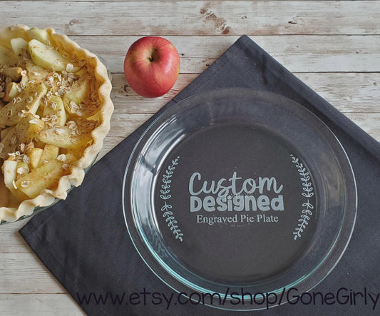 Custom Engraved Quiche Dish - Personalized Glass Pie Plate