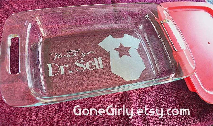 Thank You Engraved 7x11 Casserole Dish – Personalized Gift for Doctor, Midwife, Doula, Nurse, or Baby Shower Hostess