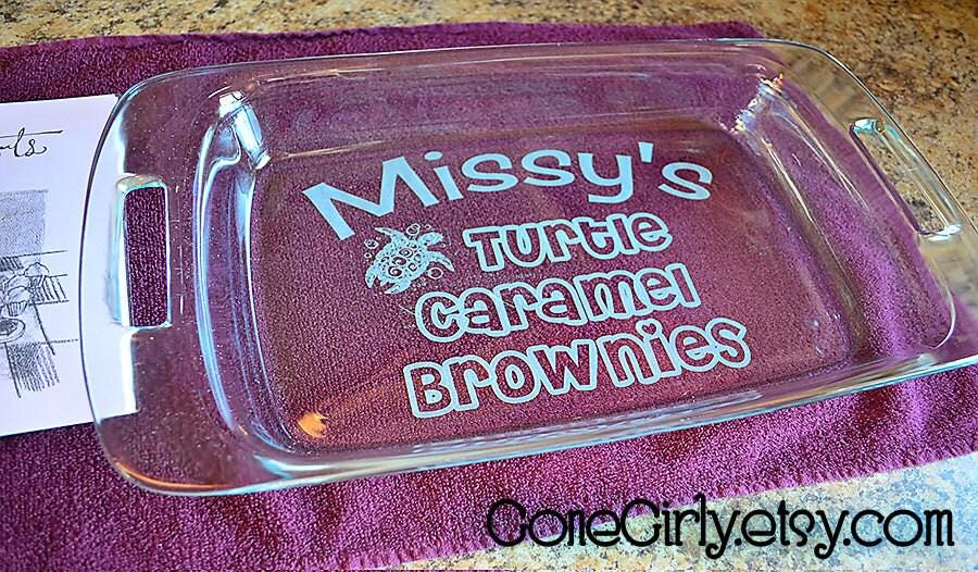 Turtle Caramel Brownies Engraved 7x11 Casserole Dish – Cute Turtle Design Personalized Bakeware