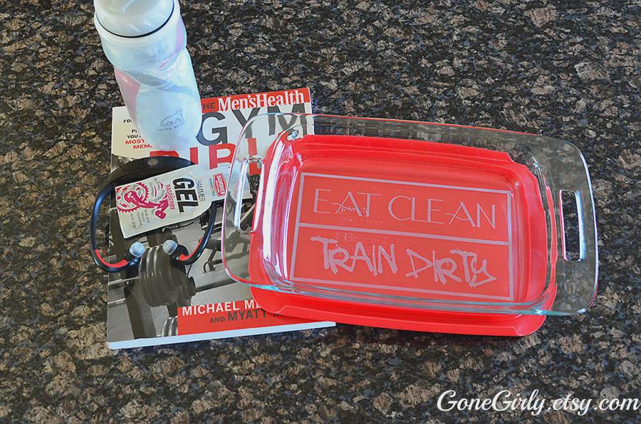 Eat Clean Train Dirty Engraved 7x11 Casserole Dish – Fitness-Inspired Personalized Bakeware Gift