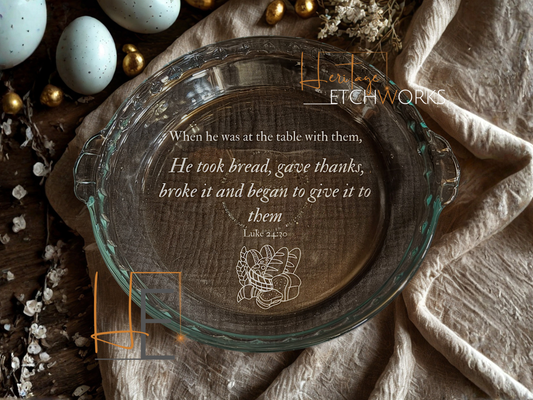 Pie Plate with Bible Verse | Engraved Pie Dish | Faith Baking Gift | Scripture Kitchen Decor | Easter Gift for Baker