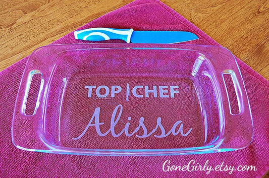 Top Chef Engraved 7x11 Casserole Dish – Personalized Gift for Home Cooks and Food Lovers