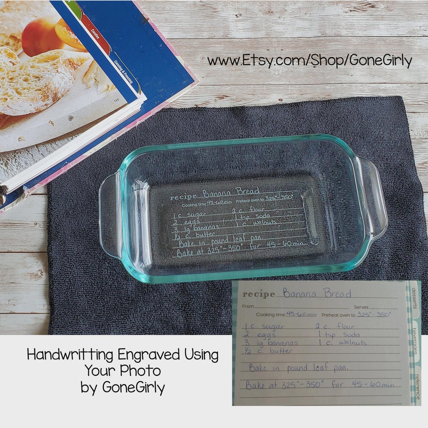 Handwritten Recipe Engraved Bread Loaf Pan – Custom Family Recipe Gift – Heirloom Keepsake Bakeware