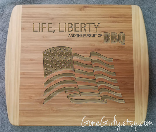 Engraved BBQ Cutting Board: Patriotic Grill Gift