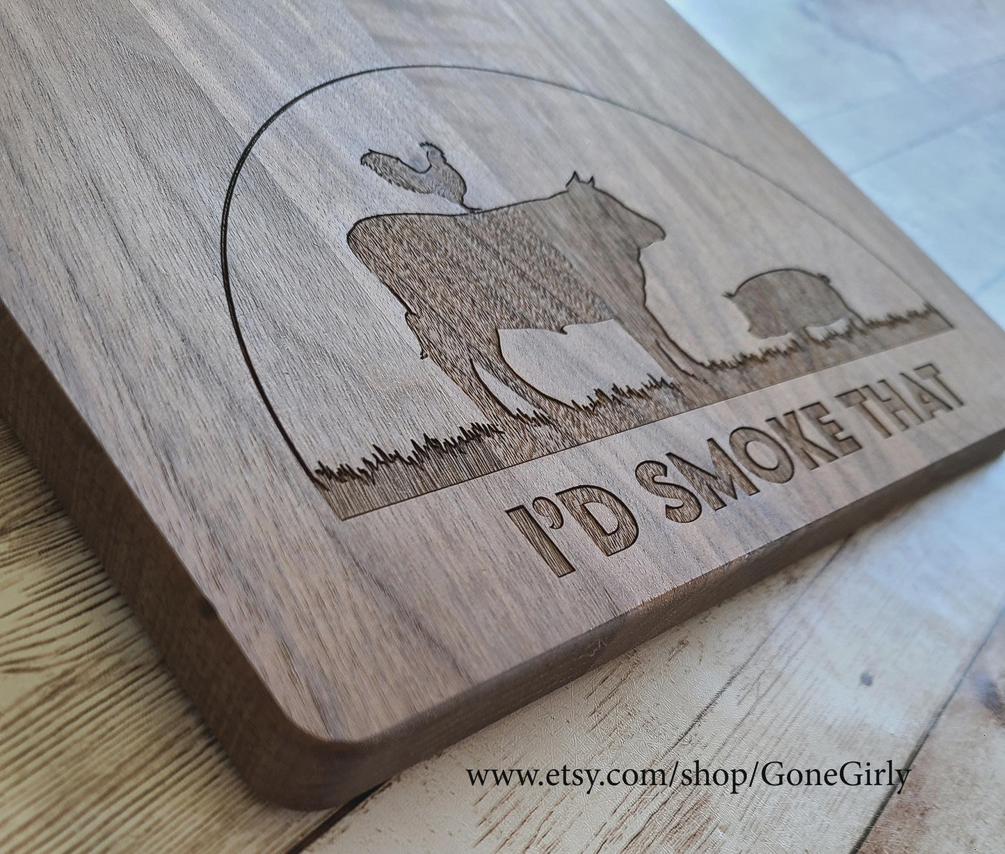 I’d Smoke That Cutting Board – Personalized Bamboo BBQ Board for Grilling & Smoking – Custom Gift for Dad, Husband, or BBQ Lover