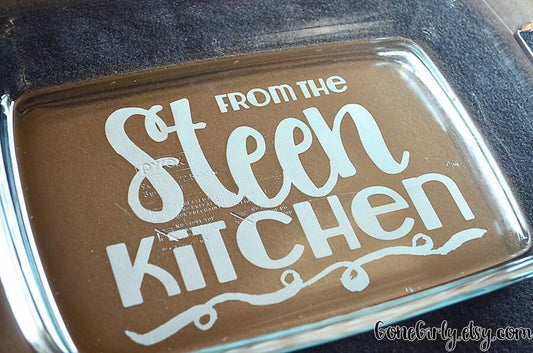 From the Kitchen Of Engraved 9x13 Casserole Dish with Red Lid – Personalized Bakeware Gift