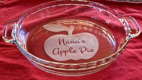 Personalized Apple Pie Dish – Custom Engraved Pie Plate – Your Name’s Apple Pie – Etched Baking Gift – Basic or Deep Dish