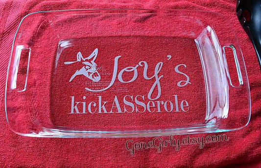 KickASS(erole) Donkey Engraved 9x13 Casserole Dish with Red Lid – Funny Personalized Bakeware Gift