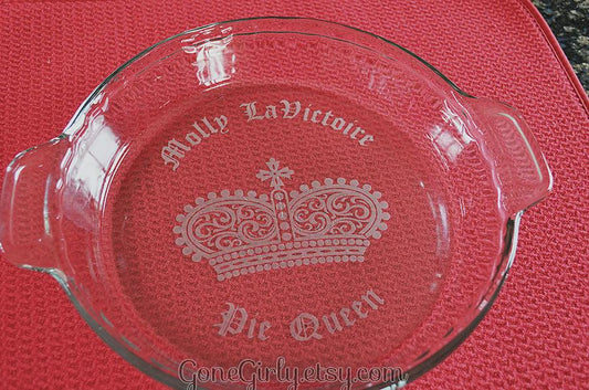Pie Queen Trophy Plate – Custom Engraved Bake-Off Prize – Personalized Pie Dish