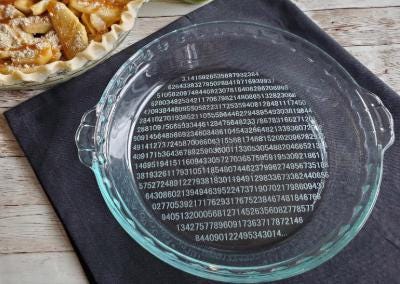 Pi Engraved Pie Plate: Math Gift, Pi Day Dish