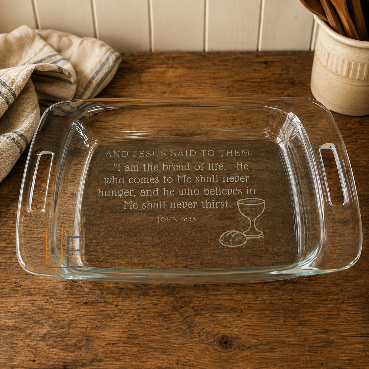 9x13 Baking Dish with Bible Verse | Engraved Casserole Dish | Faith Kitchen Gift | Religious Bakeware | Easter Gift for Family