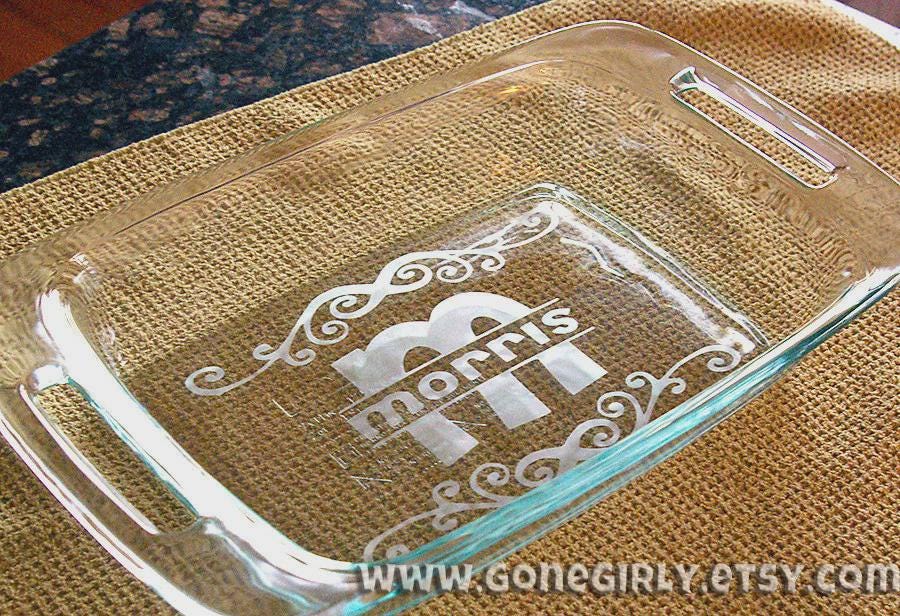 The Name Flourish Engraved 7x11 Casserole Dish – Elegant Personalized Bakeware Gift