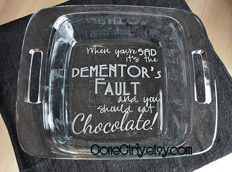 Dementor’s Fault 8x8 Engraved Casserole Dish – Funny Chocolate Lover Gift – Wizard-Inspired Bakeware with Optional Lid