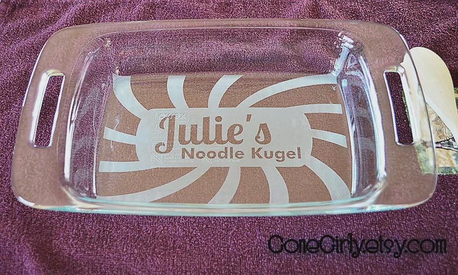Custom Swirl Design Engraved 7x11 Casserole Dish – Personalized with Name and Favorite Recipe