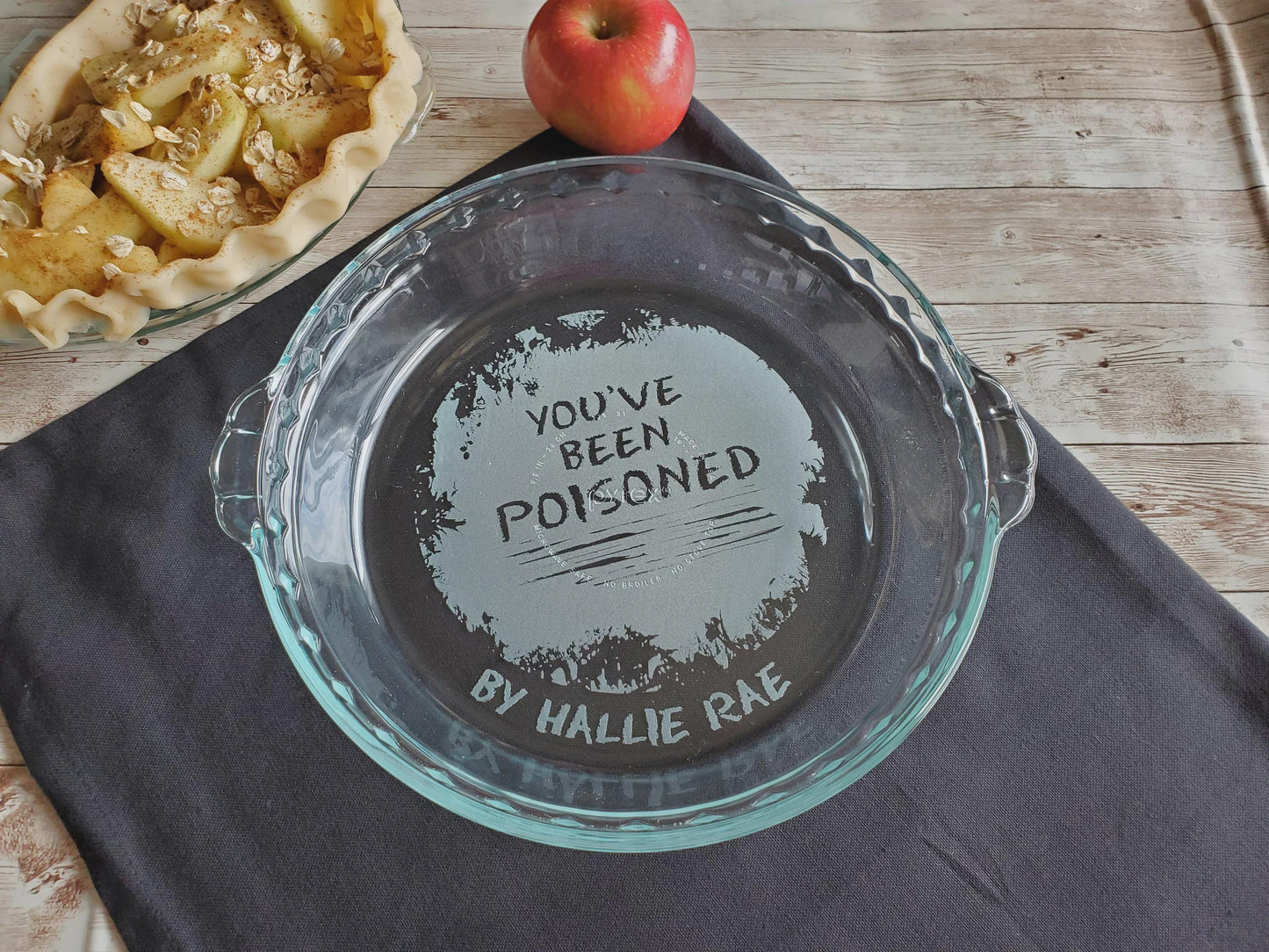 You’ve Been Poisoned Engraved Pie Plate | Funny 9.5” Deep Dish Glass Pie Dish | Humorous Gift for Halloween or Prank Lovers