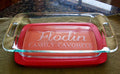 Family Favorite Engraved Casserole Dish with Red Lid – Personalized Bakeware Gift