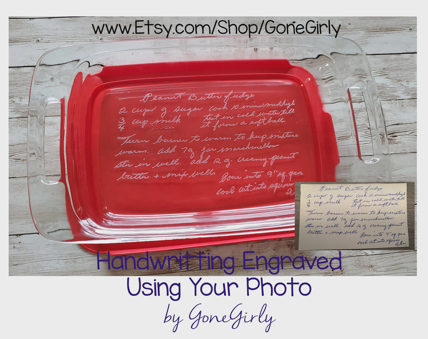 Transform a Handwritten Recipe into an Engraved 7x11 Casserole Dish – Personalized Family Heirloom Gift