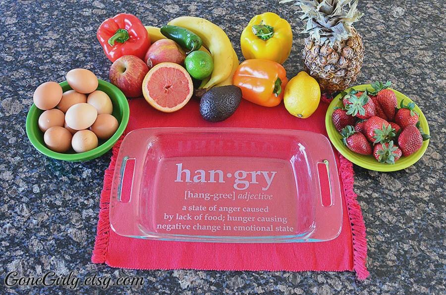 HANGRY Engraved 7x11 Casserole Dish – Funny Personalized Gift for Food Lovers and Hangry Humans