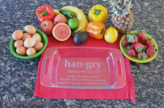 HANGRY Engraved 7x11 Casserole Dish – Funny Personalized Gift for Food Lovers and Hangry Humans