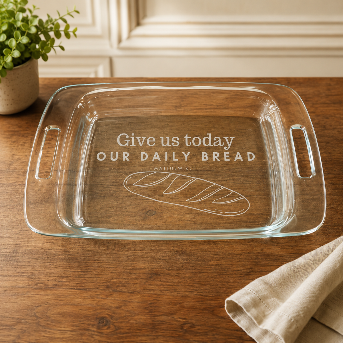 9x13 Baking Dish with Bible Verse | Engraved Casserole Dish | Faith Kitchen Gift | Religious Bakeware | Easter Gift for Family