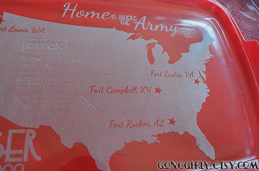 Home Is Where the Army Sends Us Engraved 7x11 Casserole Dish – Custom Military Family Gift