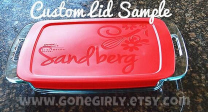 Bake the World a Better Place Engraved 9x13 Casserole Dish with Red Lid – Personalized Baking Gift