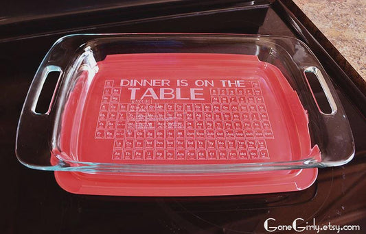 Periodic Table Engraved 9x13 Casserole Dish with Red Lid – Science Gift for Teacher, Student, or STEM Lover