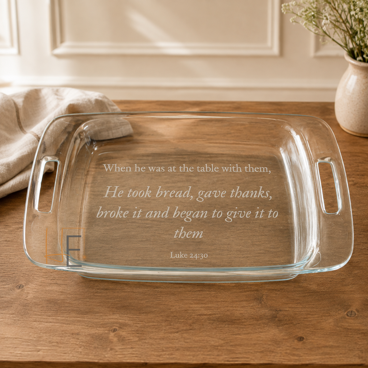 9x13 Baking Dish with Bible Verse | Engraved Casserole Dish | Faith Kitchen Gift | Religious Bakeware | Easter Gift for Family