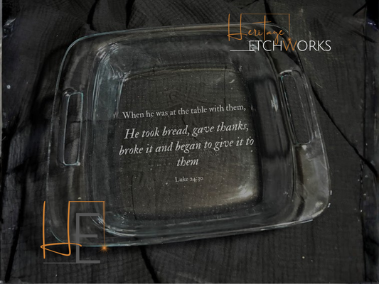 8x8 Baking Dish with Bible Verse | Engraved Casserole Dish | Faith Kitchen Gift | Easter Gift for Mom | Religious Bakeware