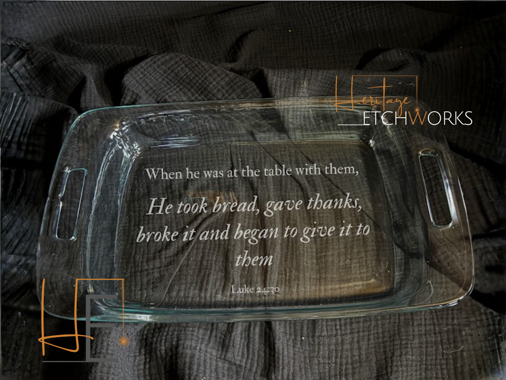 7x11 Baking Dish with Bible Verse | Engraved Glass Bakeware | Faith Inspired Kitchen Gift | Easter Gift | Scripture Dish