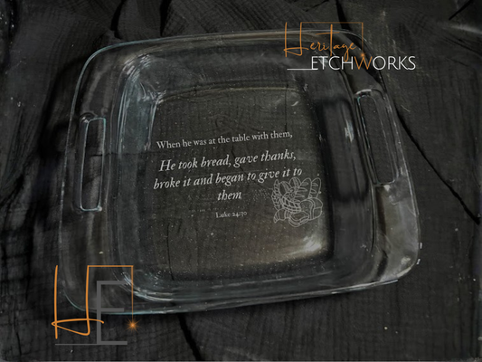 8x8 Baking Dish with Bible Verse | Engraved Casserole Dish | Faith Kitchen Gift | Easter Gift for Mom | Religious Bakeware