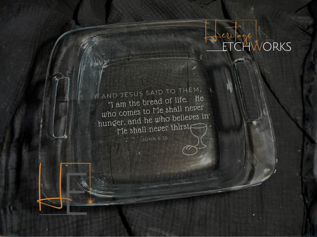 8x8 Baking Dish with Bible Verse | Engraved Casserole Dish | Faith Kitchen Gift | Easter Gift for Mom | Religious Bakeware