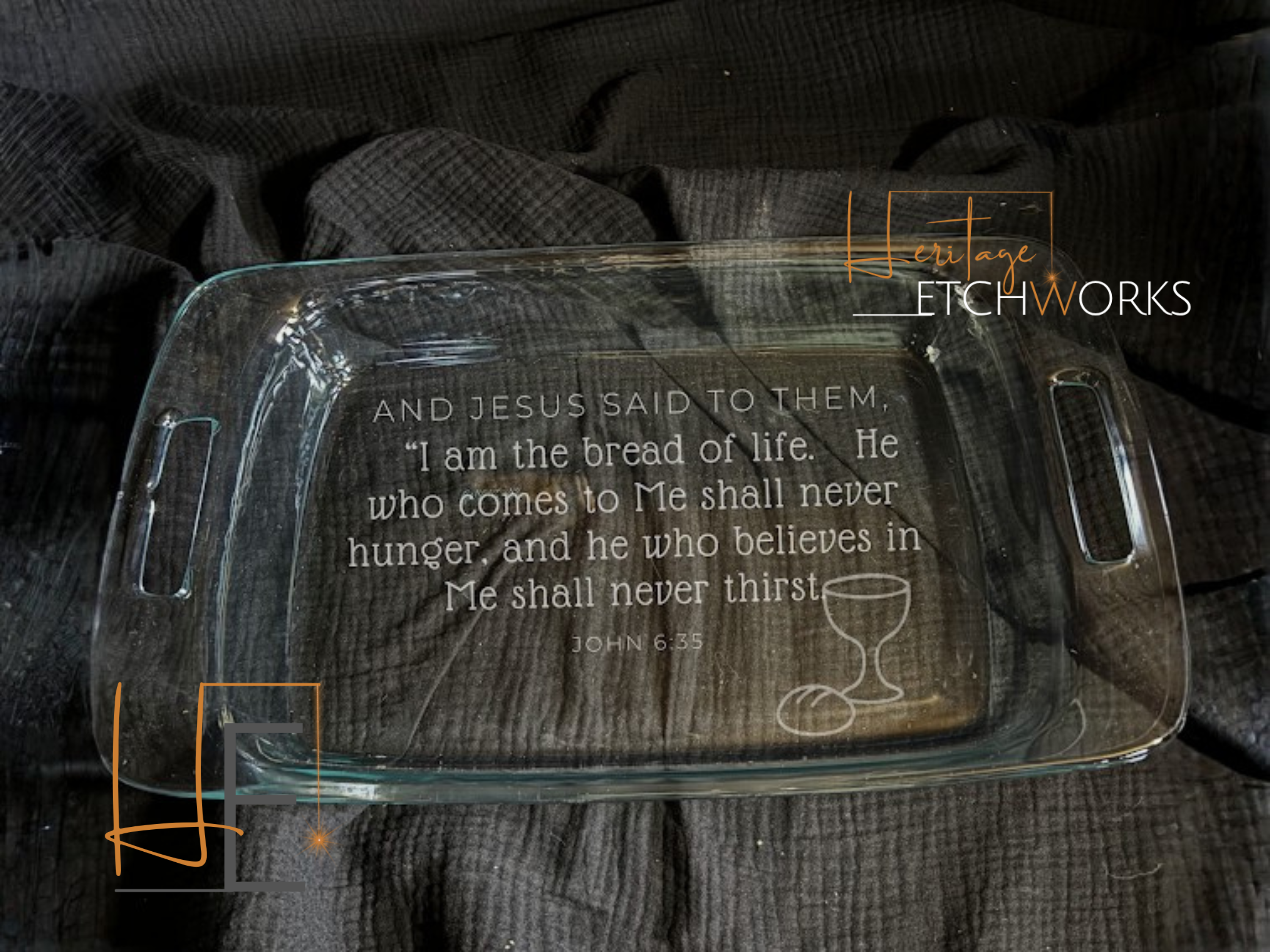 7x11 Baking Dish with Bible Verse | Engraved Glass Bakeware | Faith Inspired Kitchen Gift | Easter Gift | Scripture Dish