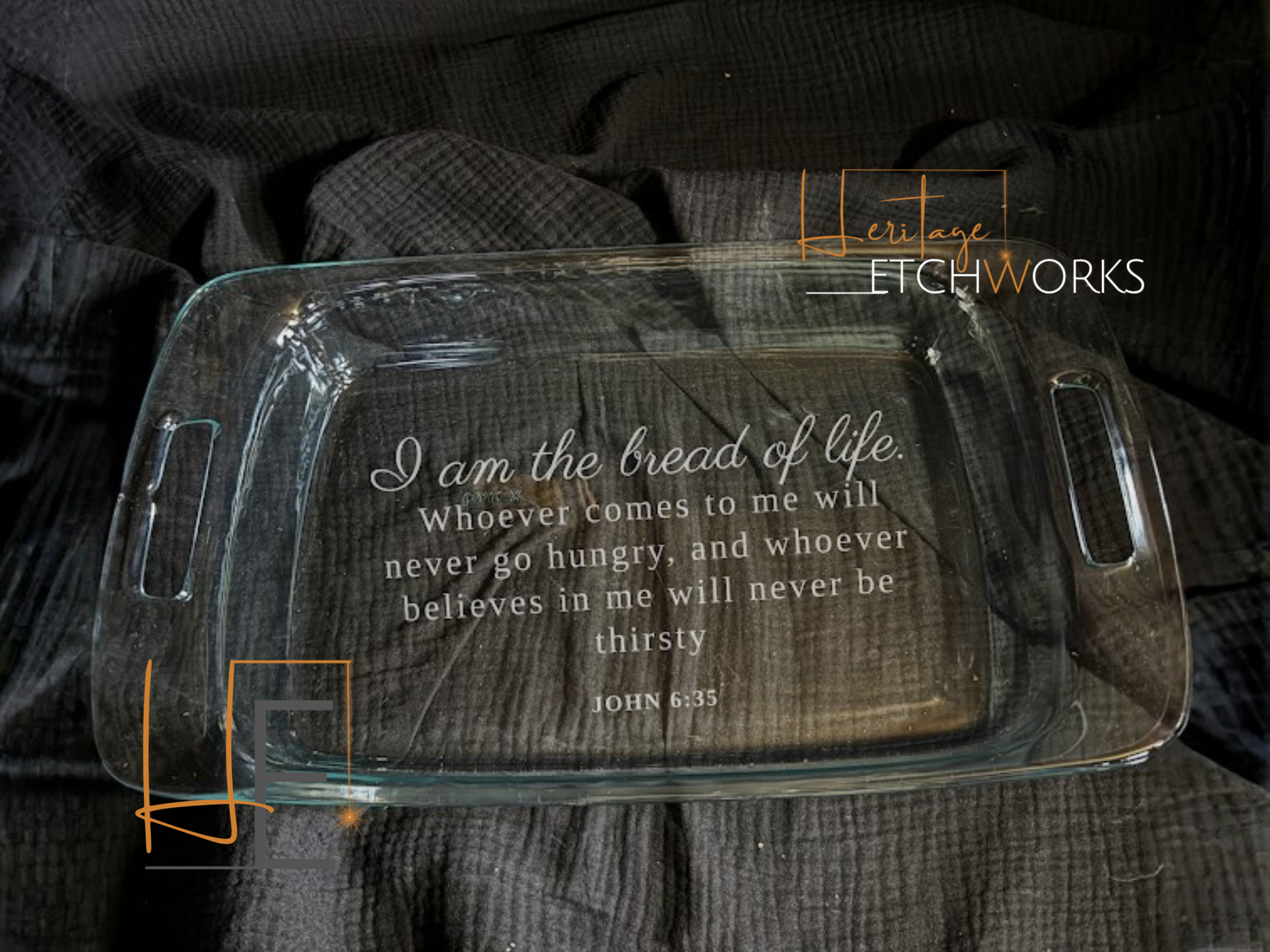 7x11 Baking Dish with Bible Verse | Engraved Glass Bakeware | Faith Inspired Kitchen Gift | Easter Gift | Scripture Dish